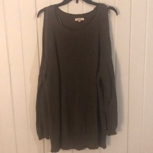 Cold shoulder olive green sweater